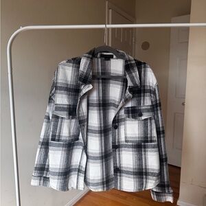 Sanctuary Black and White Plaid Utility Jacket